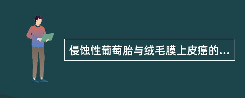 侵蚀性葡萄胎与绒毛膜上皮癌的主要不同是( )A、浸润肌层B、I细胞明显增生和异型