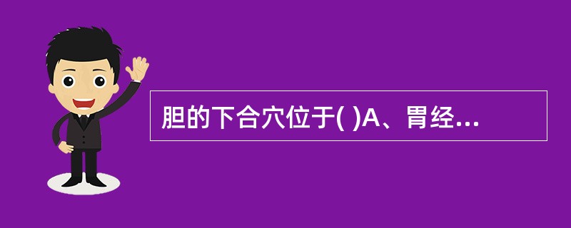 胆的下合穴位于( )A、胃经B、胆经C、膀胱经D、三焦经E、大肠经