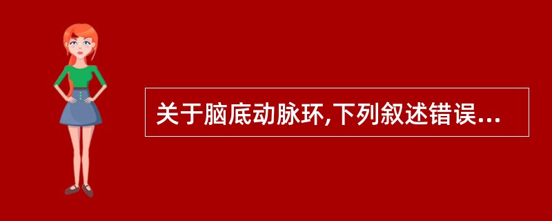 关于脑底动脉环,下列叙述错误的是A、又称Willis环B、是脑动脉侧支循环的主要