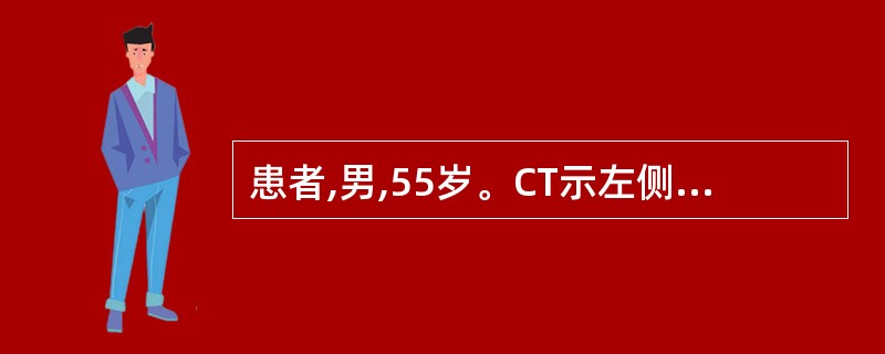 患者,男,55岁。CT示左侧小脑半球囊实性肿瘤,呈大囊小结节状,增强扫描囊性成分