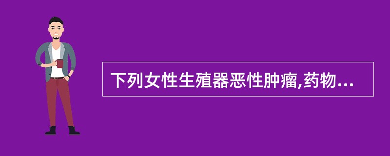 下列女性生殖器恶性肿瘤,药物化疗疗效最好的是A、原发性卵巢癌B、子宫内膜癌C、子