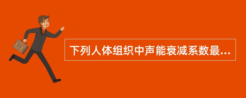 下列人体组织中声能衰减系数最大的是A、颅骨B、脂肪组织C、肌肉组织D、肝脏组织E