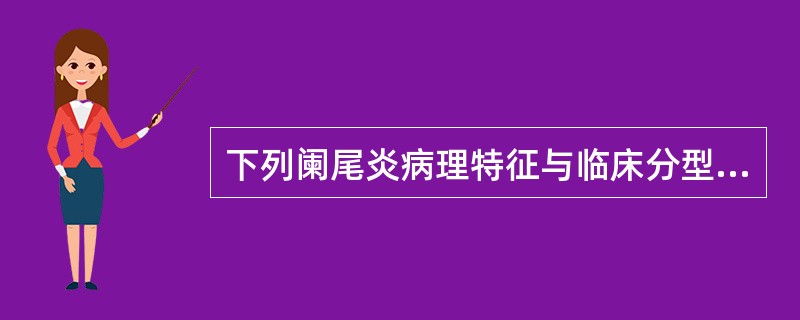 下列阑尾炎病理特征与临床分型哪项是错的A、阑尾周围脓肿B、坏疽及穿孔性阑尾炎C、