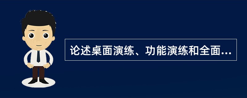论述桌面演练、功能演练和全面演练三种演练类型的主要特征和区别。