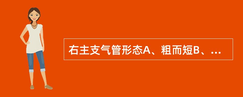 右主支气管形态A、粗而短B、细而长C、粗而长D、细而短E、以上都不是