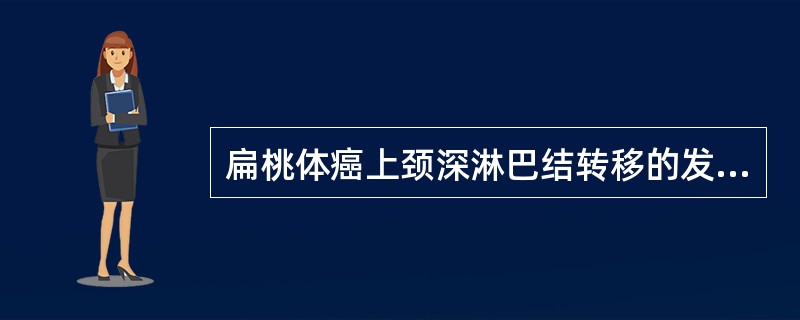 扁桃体癌上颈深淋巴结转移的发生率约为A、10%~20%B、20%~30%C、30