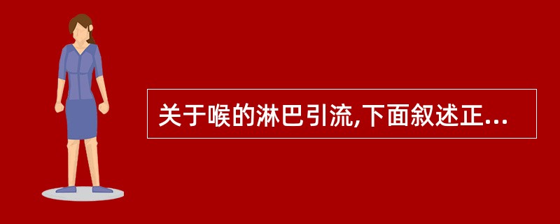 关于喉的淋巴引流,下面叙述正确的是( )。A、真声带基本没有毛细淋巴管B、声门上