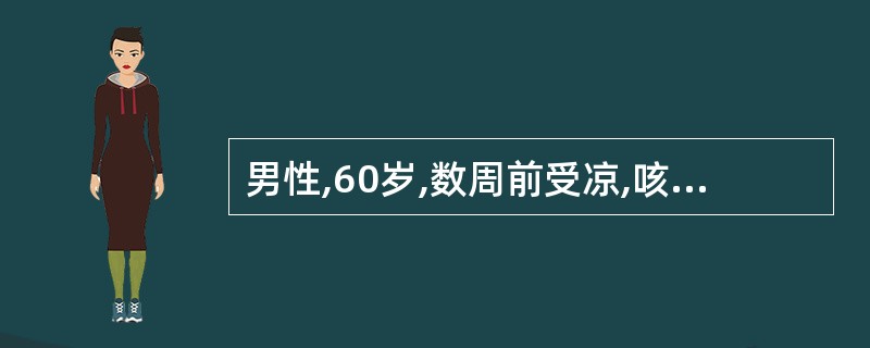 男性,60岁,数周前受凉,咳嗽,近1周说话紊乱,有时不能辨认亲人,生活需人照料,