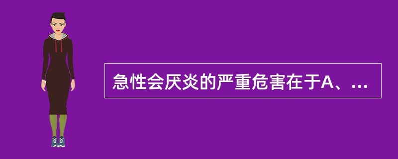 急性会厌炎的严重危害在于A、因高热造成的儿童惊厥、抽搐B、因吞咽疼痛,进食饮水受