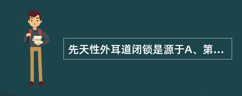 先天性外耳道闭锁是源于A、第1鳃沟发育障碍所致B、第1鳃弓发育畸形所致C、第2鳃