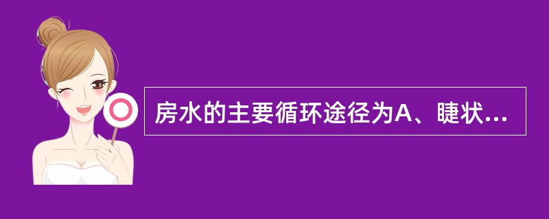 房水的主要循环途径为A、睫状突→后房→前房→小梁网→Schlemm管及集合管→房