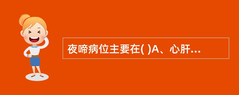 夜啼病位主要在( )A、心肝B、心脾C、肝脾D、心肾E、脾肾