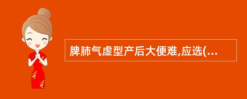 脾肺气虚型产后大便难,应选( )。A、四物汤B、圣愈汤C、番泻叶D、润燥汤E、以