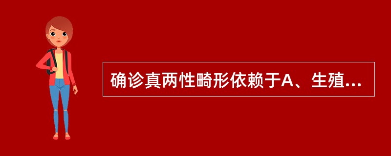 确诊真两性畸形依赖于A、生殖器检查B、染色体检查C、生殖腺活检D、B型超声检查E