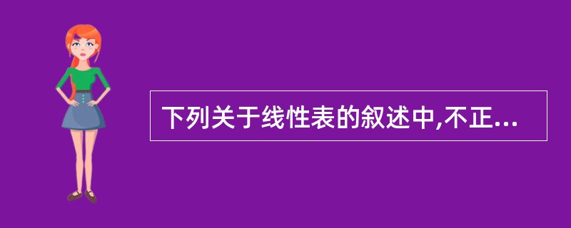 下列关于线性表的叙述中,不正确的是______。