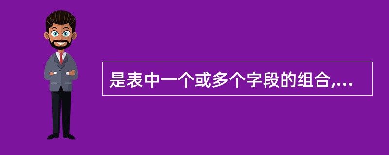 是表中一个或多个字段的组合,其值唯一标识了表中的一行记录。它是创建表与表之间关系