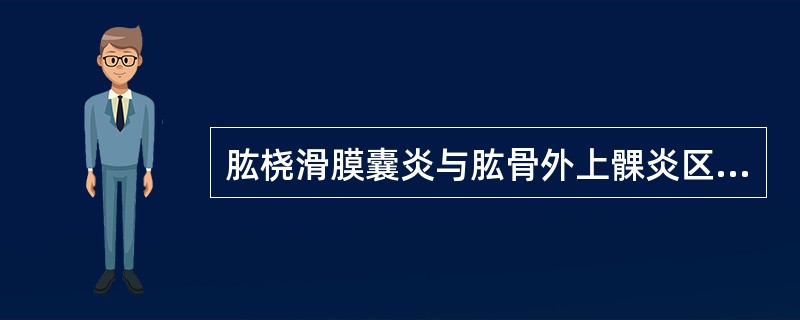 肱桡滑膜囊炎与肱骨外上髁炎区别( )。A、局部压痛较轻,旋前剧烈疼痛,穿刺可有积