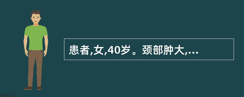 患者,女,40岁。颈部肿大,两侧对称,肿块质硬,表面光滑,甲状腺功能减退,抗甲状