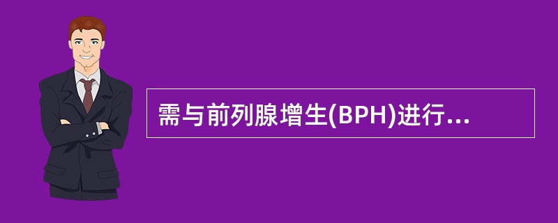 需与前列腺增生(BPH)进行鉴别诊断的疾病中,不包括A、神经源性膀胱B、膀胱颈挛