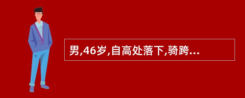 男,46岁,自高处落下,骑跨于木栏上,尿道口流血,不能排尿3天,会阴及阴囊明显肿