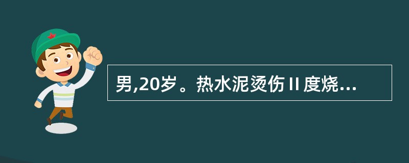 男,20岁。热水泥烫伤Ⅱ度烧伤面积85%,伤后8小时来院急诊,BP85£¯50m