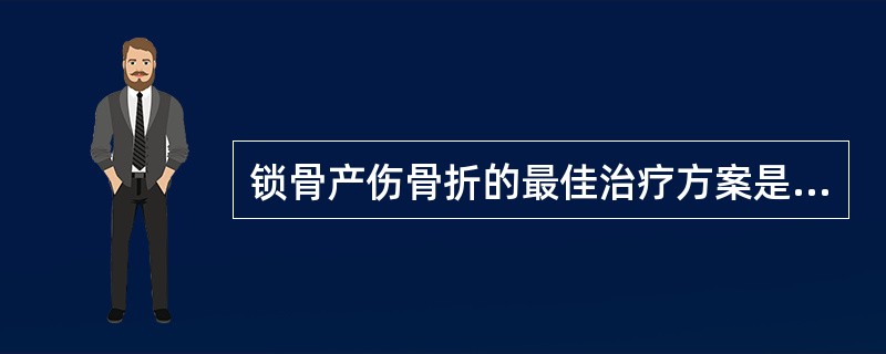 锁骨产伤骨折的最佳治疗方案是A、8字绷带固定B、双上肢固定于胸部C、石膏固定D、