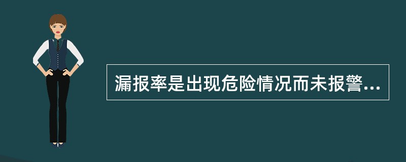 漏报率是出现危险情况而未报警的次数占出现危险情况次数的百分比。探测率和漏报率之和