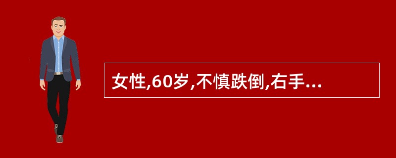 女性,60岁,不慎跌倒,右手背着地,当即右腕肿痛,腕下垂,活动受限。其首选的诊断