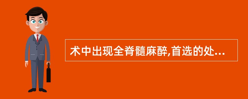 术中出现全脊髓麻醉,首选的处理是A、气管插管人工呼吸B、麻黄碱升压C、肾上腺素D