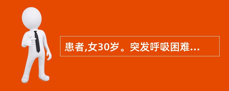 患者,女30岁。突发呼吸困难,发绀,咳粉红色泡沫痰,血压80£¯50mmHg,两