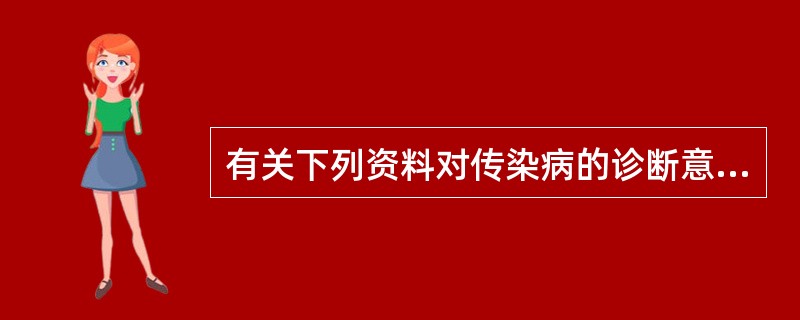 有关下列资料对传染病的诊断意义,说法正确的是A、流行病学资料在传染病早期诊断中占