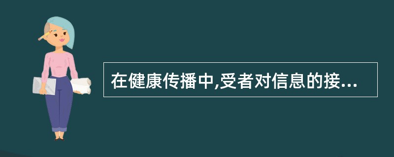 在健康传播中,受者对信息的接受、理解、记忆具有A、选择性B、主动性C、被动性D、