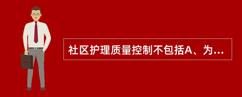 社区护理质量控制不包括A、为社区护士制定职业职责B、考虑人力资源的可利用情况C、