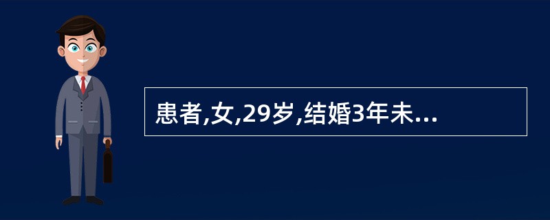 患者,女,29岁,结婚3年未避孕而未孕,月经周期基本正常,量少色红,无血块,形体