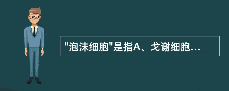 "泡沫细胞"是指A、戈谢细胞B、尼曼£­匹克细胞C、浆细胞D、脂肪细胞E、以上都