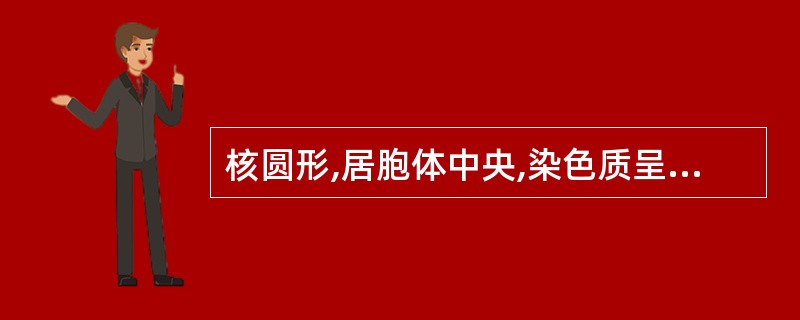 核圆形,居胞体中央,染色质呈块状,核仁消失,胞质呈嗜多色性,该细胞类型是A、早幼