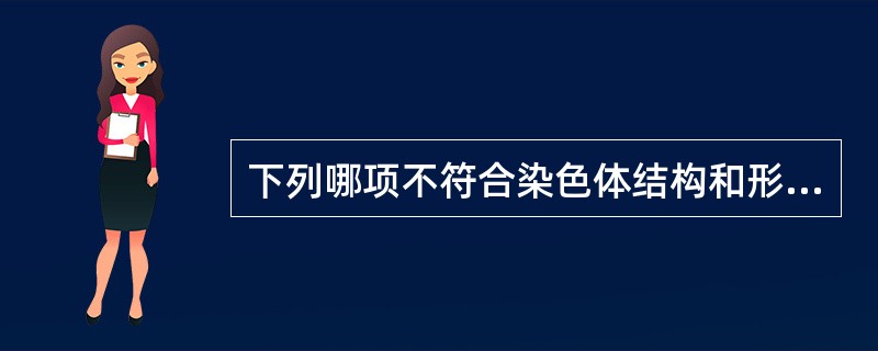 下列哪项不符合染色体结构和形态 ( )A、着丝粒偏于一端,称亚中着丝粒染色体B、