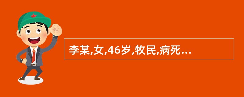 李某,女,46岁,牧民,病死一绵羊,即剥皮后将羊肉放锅内煮后食用,两天后全身无力