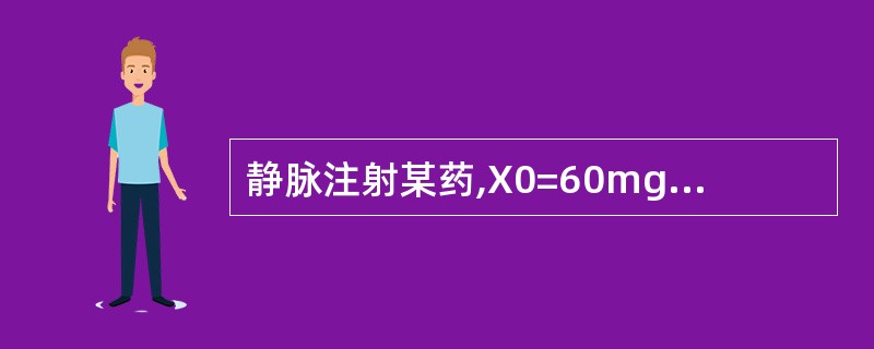 静脉注射某药,X0=60mg,若初始血药浓度为15μg£¯ml,其表观分布容积是