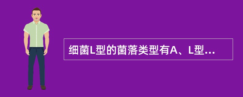 细菌L型的菌落类型有A、L型,呈油煎蛋样B、M型,黏液型C、G型,颗粒状,无核心