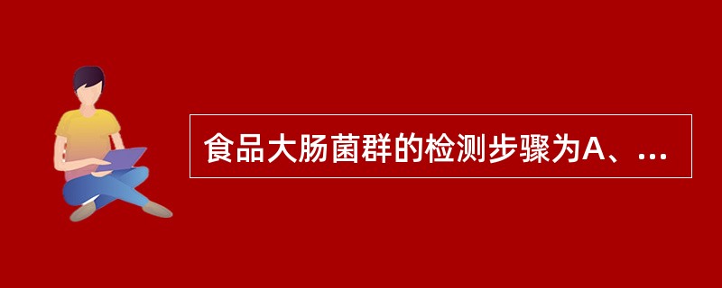 食品大肠菌群的检测步骤为A、检样稀释、蔗糖发酵试验、分离培养、证实试验和报告B、