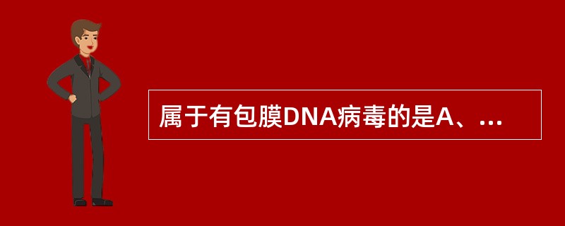 属于有包膜DNA病毒的是A、脊髓灰质炎病毒B、流感病毒C、人类免疫缺陷病毒D、人