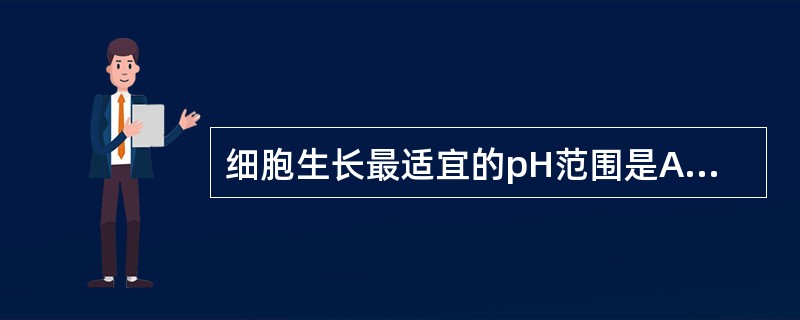 细胞生长最适宜的pH范围是A、6.4~6.8B、6.8~7.OC、7.0~7.2