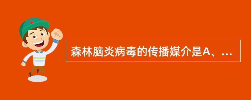 森林脑炎病毒的传播媒介是A、按蚊B、吸血蜱C、虱D、蚤E、伊蚊