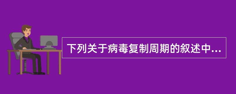 下列关于病毒复制周期的叙述中,正确的是 ( )A、吸附、穿入、脱壳、生物合成、装