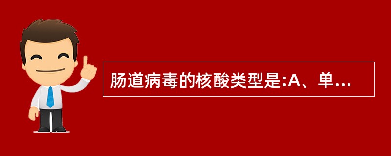 肠道病毒的核酸类型是:A、单股正链RNAB、单股负链RNAC、双股RNAD、双股