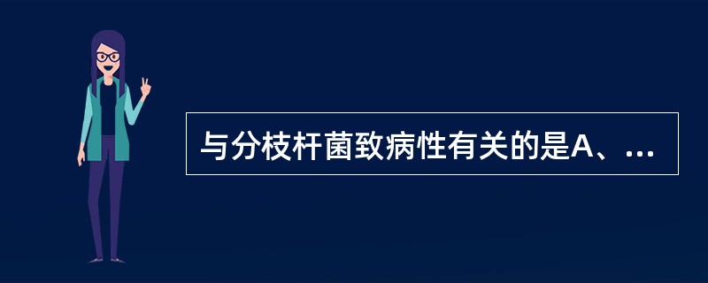 与分枝杆菌致病性有关的是A、溶血素B、内毒素C、侵袭性酶D、外毒素E、其他菌体成