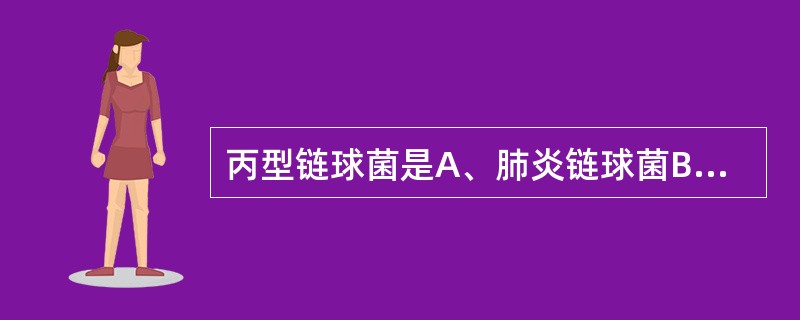 丙型链球菌是A、肺炎链球菌B、牛链球菌C、化脓性链球菌D、无乳链球菌E、金黄色葡