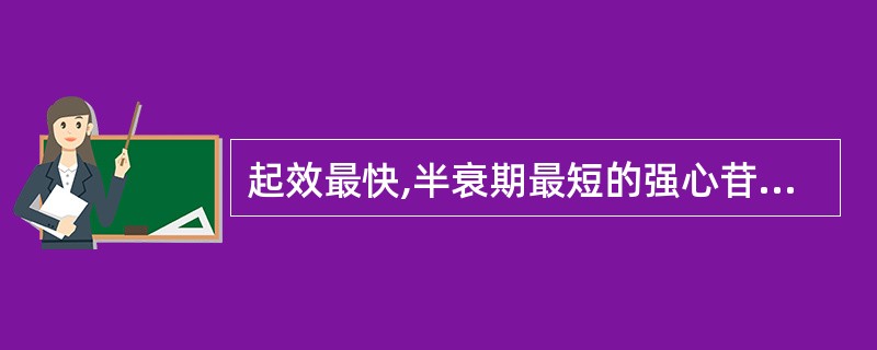 起效最快,半衰期最短的强心苷为( )。