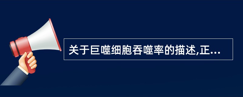 关于巨噬细胞吞噬率的描述,正确的是A、吞噬率(%)=吞噬CRBC的巨噬细胞数£¯